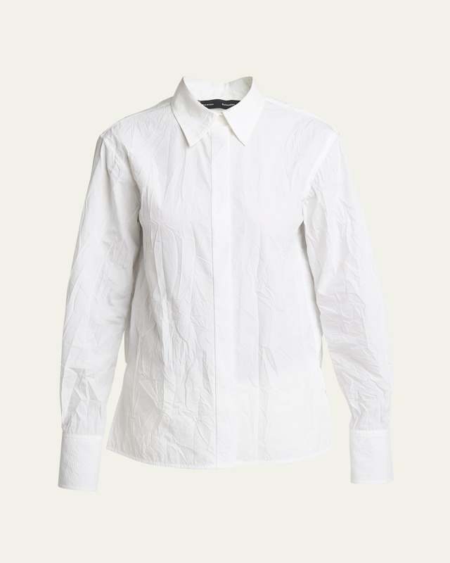 Allen Button Down Crinkled Cotton Shirt